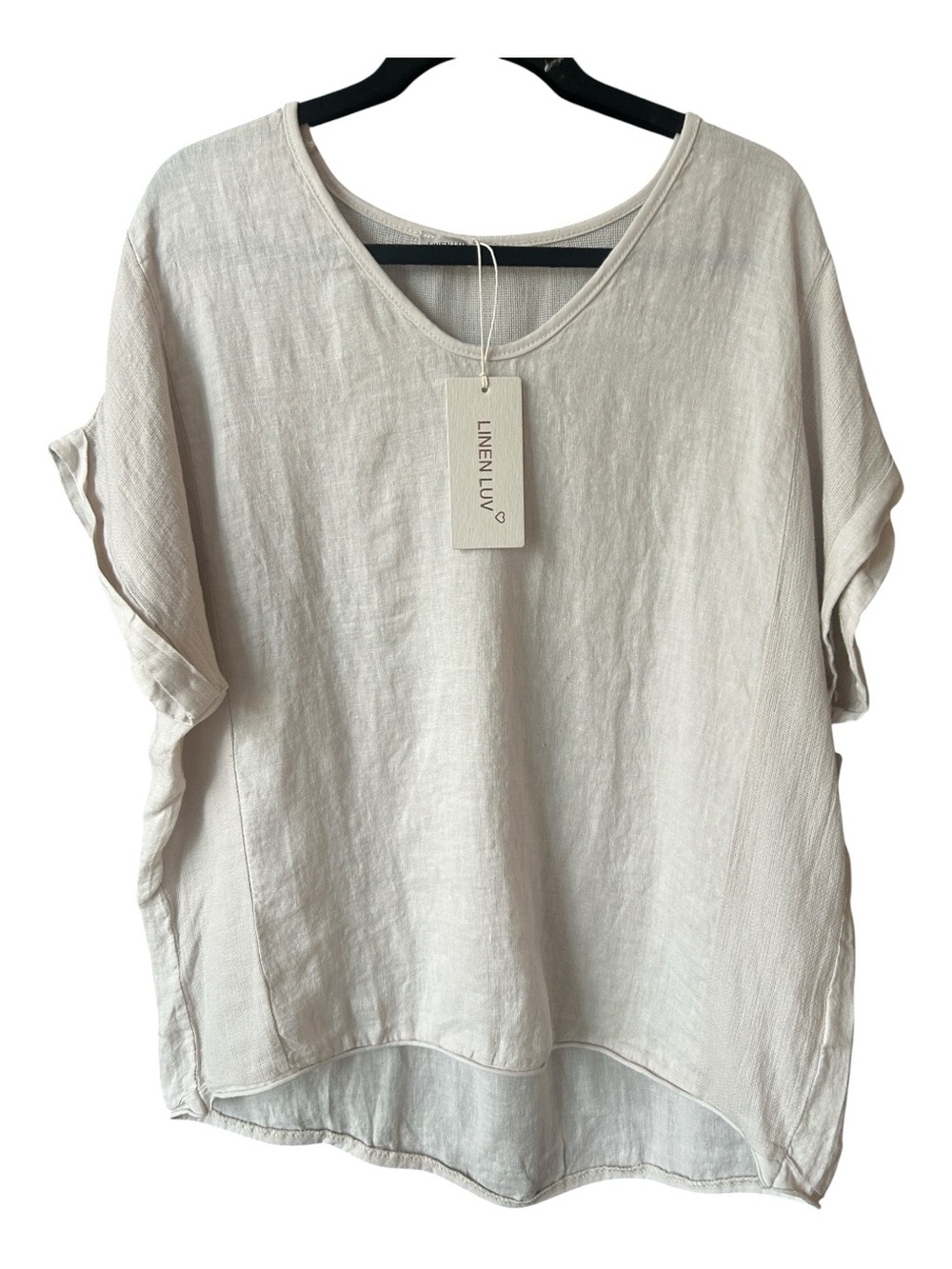 Linen Luv Tunic Top Made in Italy 100% Linen Sabbia Beige Size XXL NWT